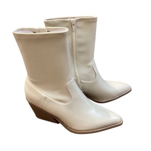 Universal Thread Women's Mid Calf Chunky Heel Boots Leather Memory Foam Size 8 - Picture 8 of 13